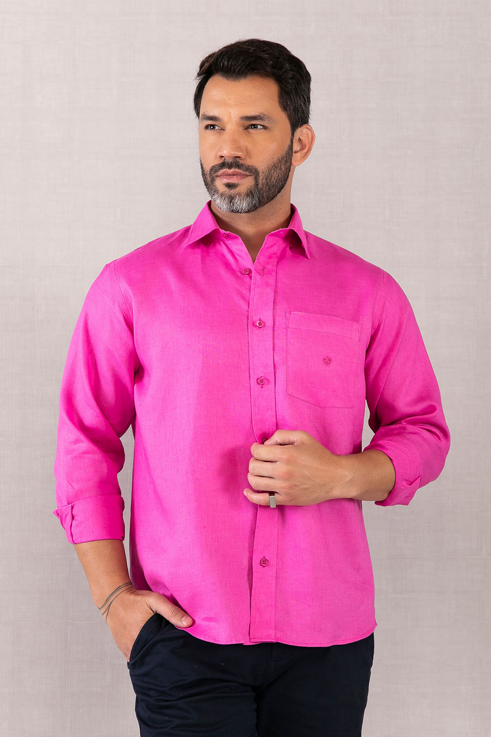 Camisa em Puro Linho ML Rosa