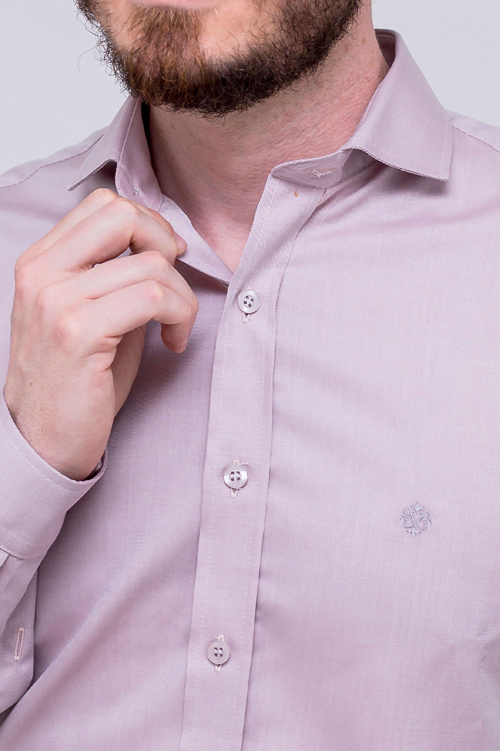 Camisa Social Slim Algodão Misto Lilás