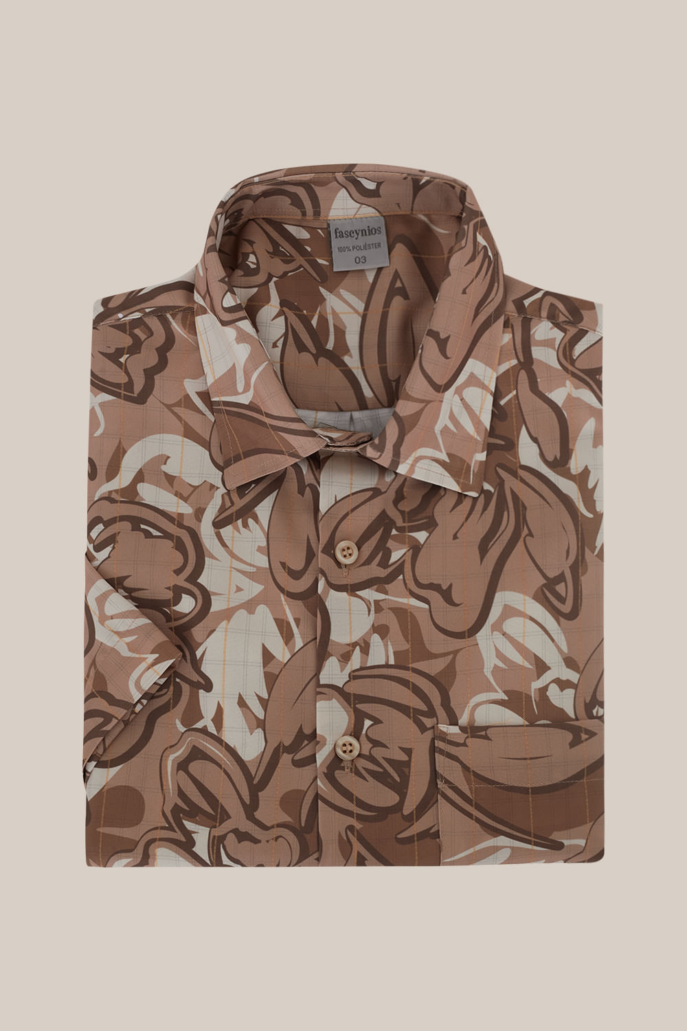 Camisa Microfibra Estampada MC Marrom
