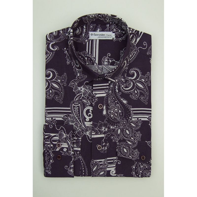 Camisa Estampada Algodão Fio 50 ML Lilás