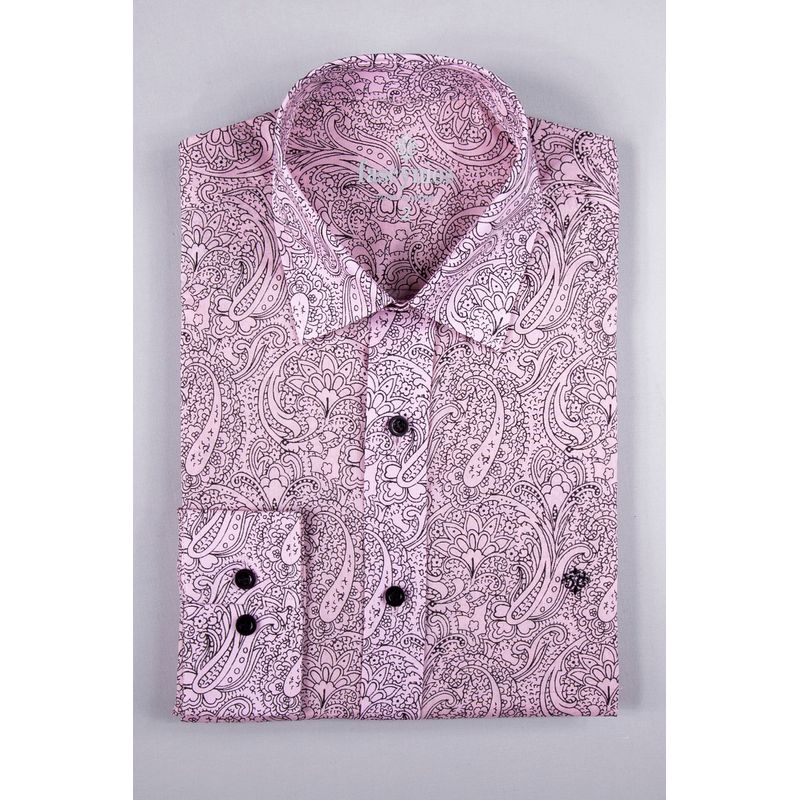 Camisa Estampada Algodão ML Rosa