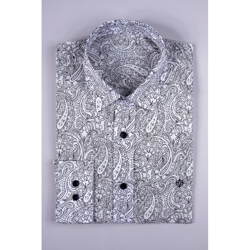 Camisa Estampada Algodão ML Branco