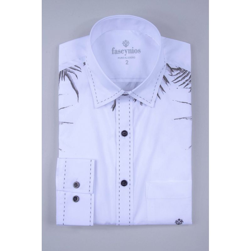 Camisa Estampa Localizada Algodão ML Branco