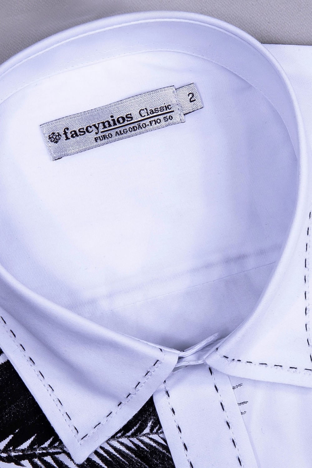 Camisa Slim Estampa Localizada Algodão ML Branco
