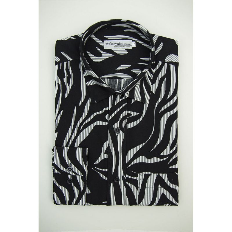 Camisa Estampada Algodão ML Preto