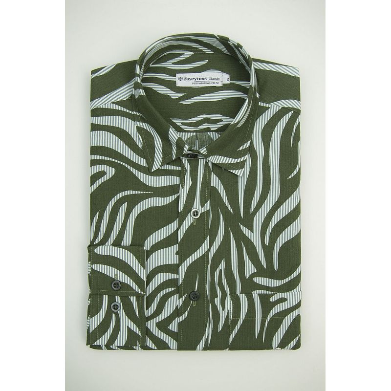 Camisa Estampada Algodão ML Verde