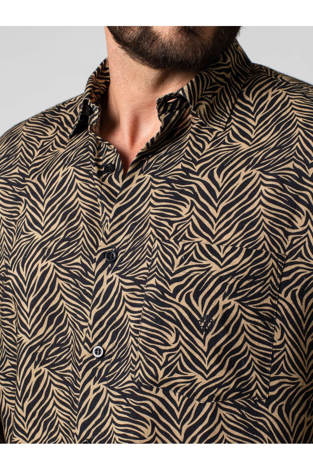 Camisa Estampada Linho c/ Modal ML Preto