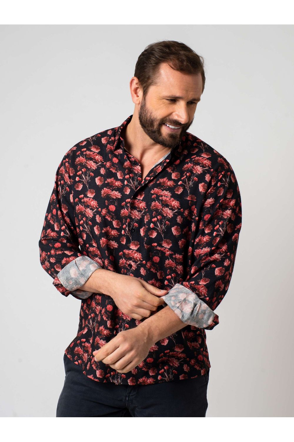 Camisa Estampada Linho c/ Modal ML Vermelho