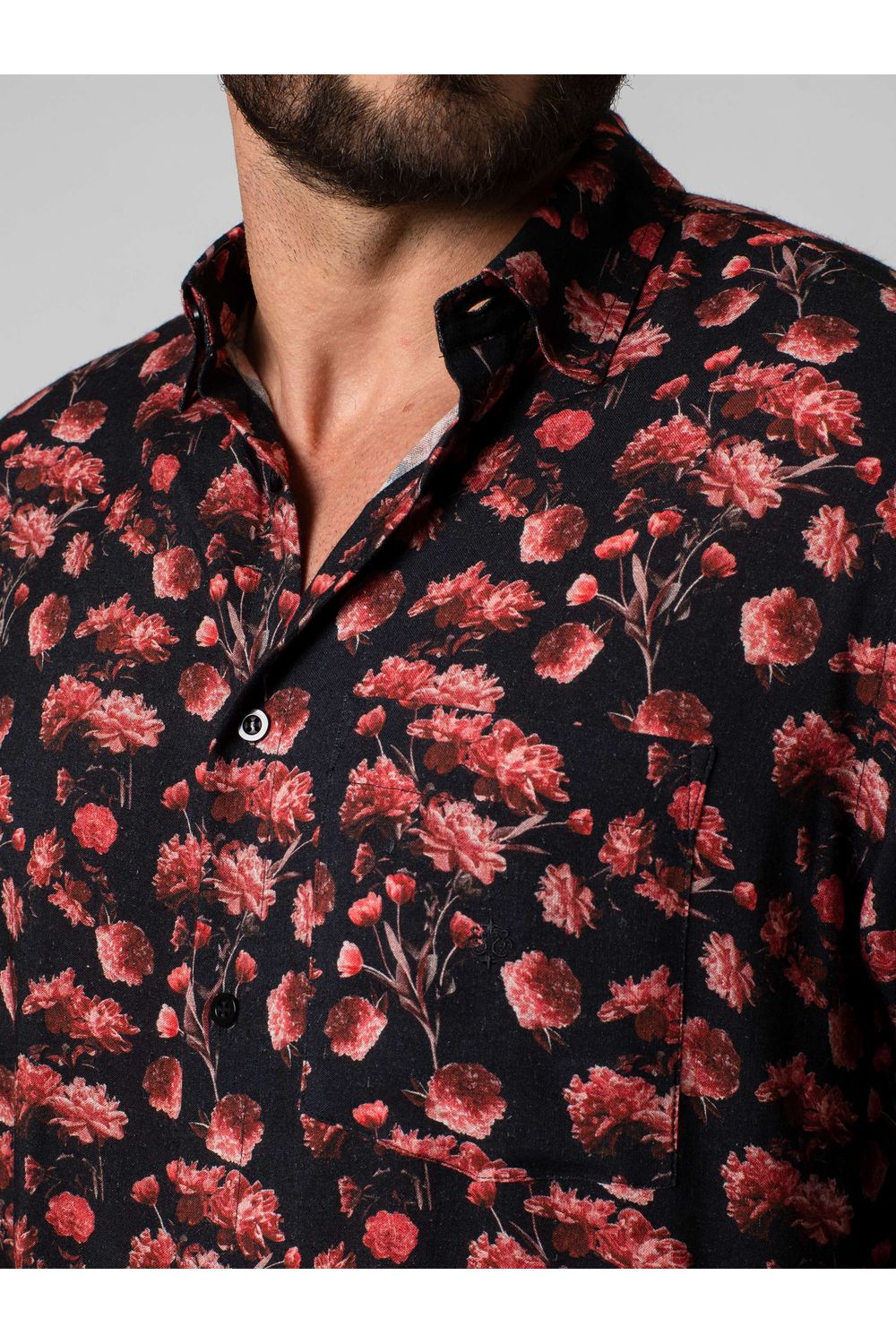 Camisa Estampada Linho c/ Modal ML Vermelho