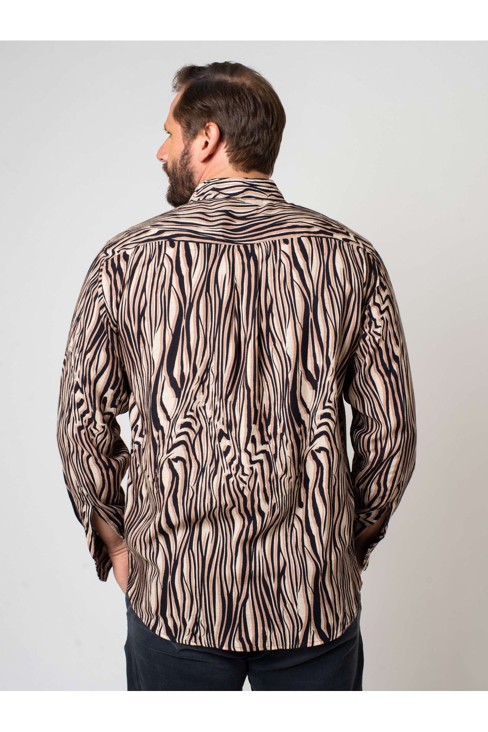 Camisa Estampada Linho c/ Modal ML Marrom