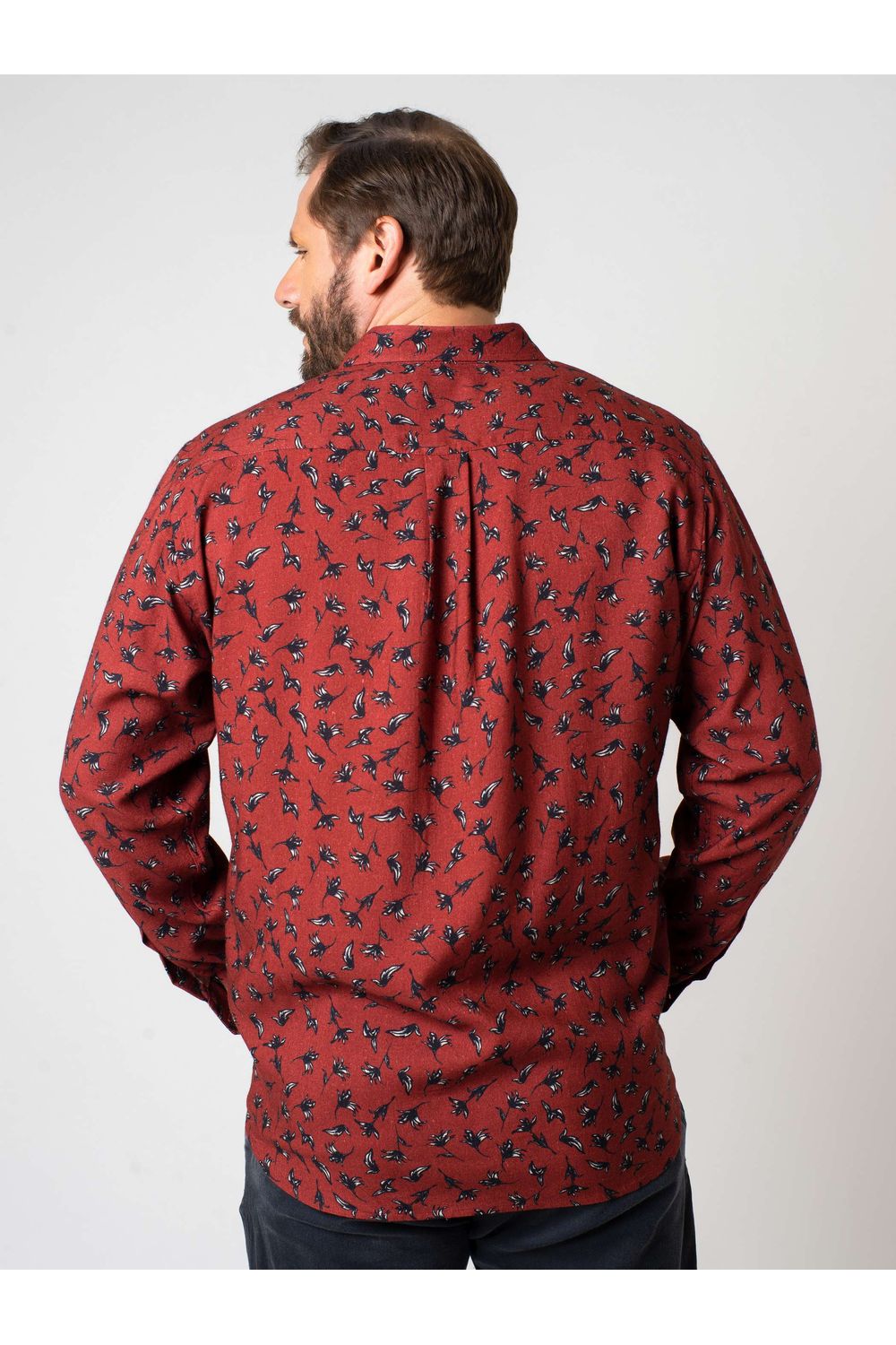 Camisa Estampada Linho c/ Modal ML Bordo