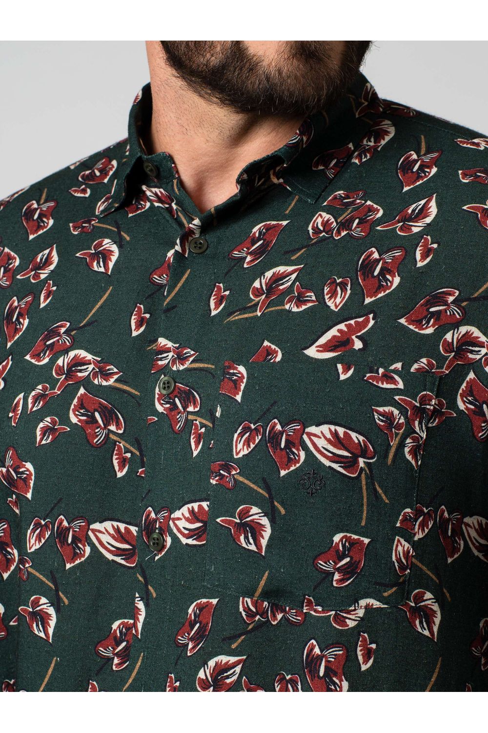 Camisa Estampada Linho c/ Modal ML Verde