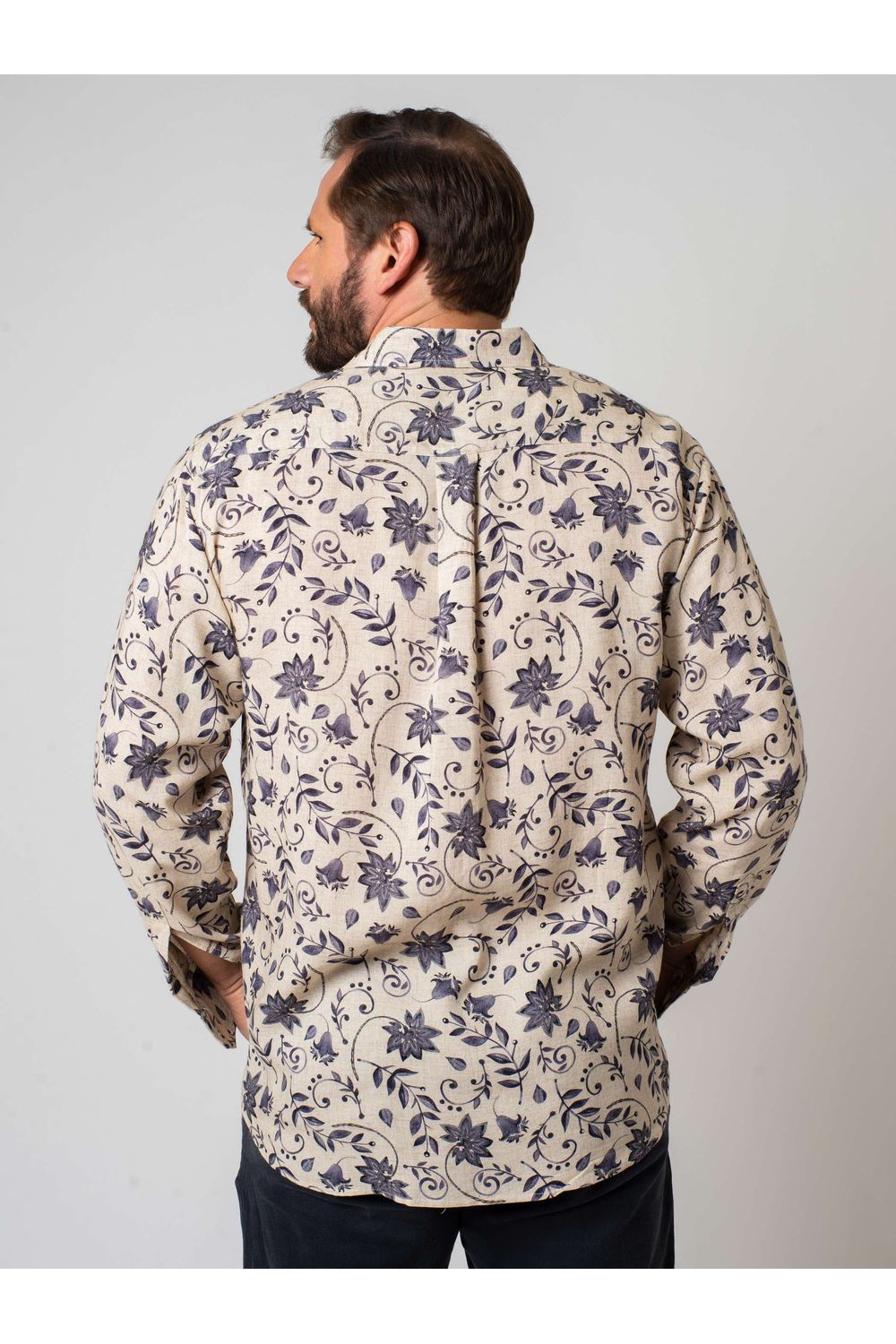 Camisa Estampada Linho c/ Modal ML Creme