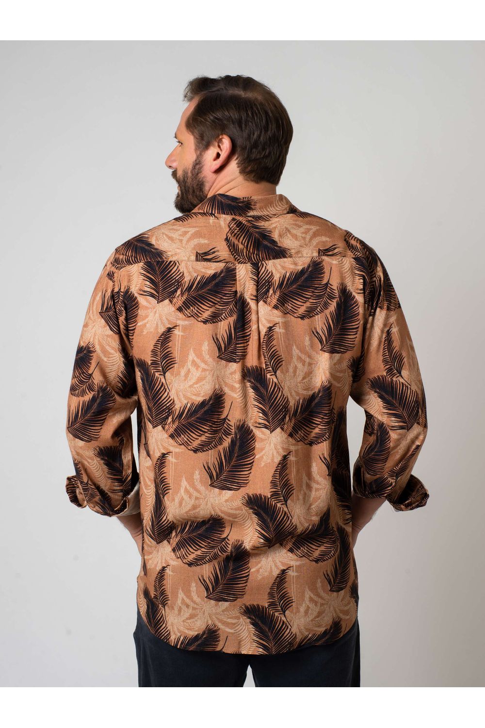 Camisa Estampada Linho c/ Modal ML Marrom