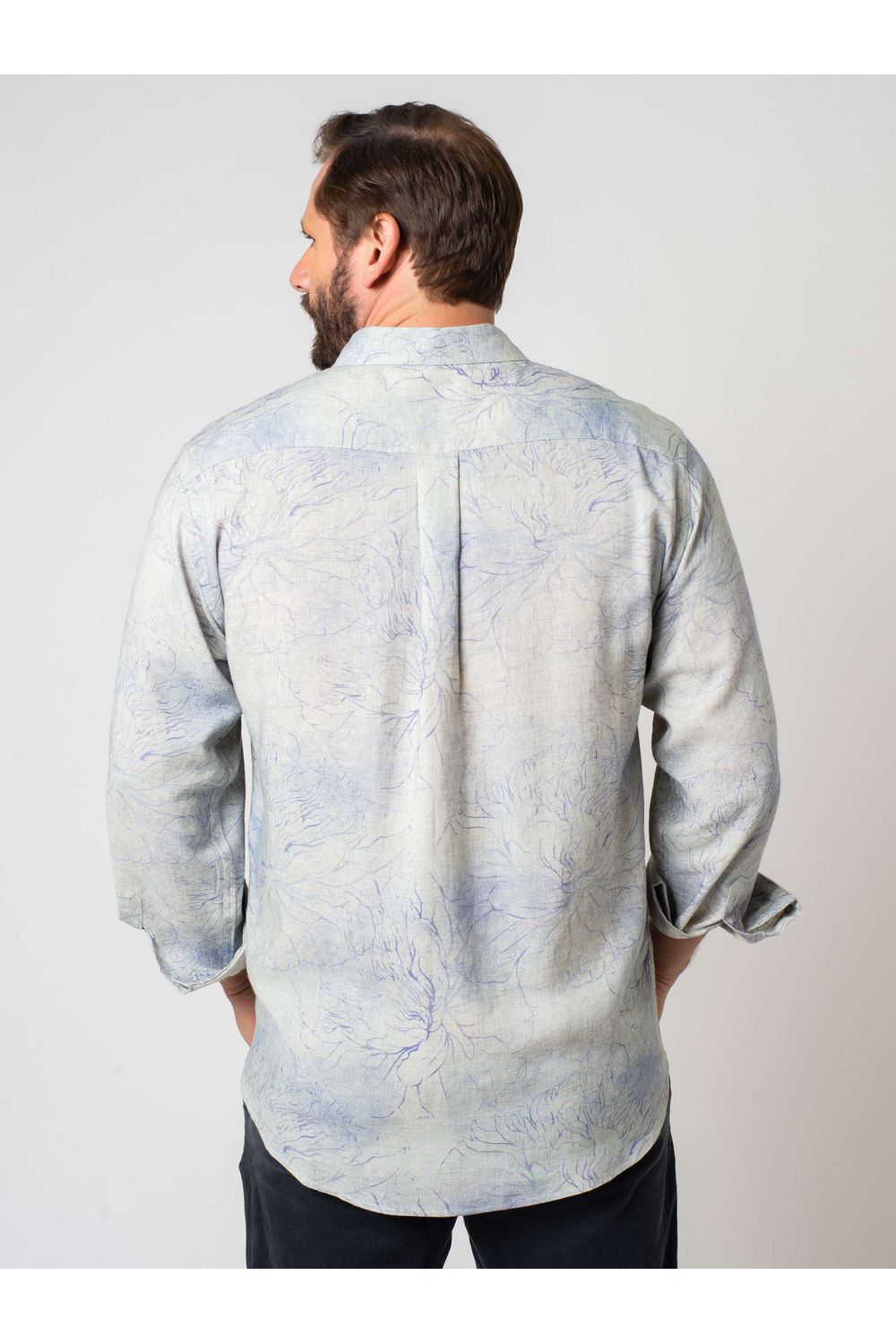 Camisa Estampada Linho c/ Modal ML Cinza