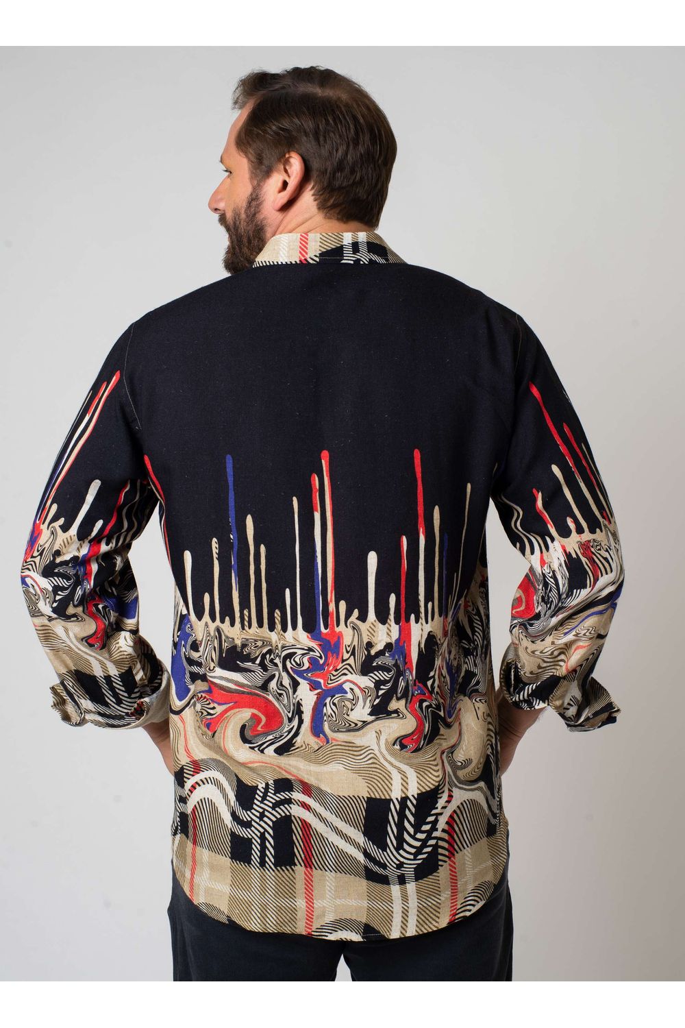 Camisa Estampada Linho c/ Modal ML Bege