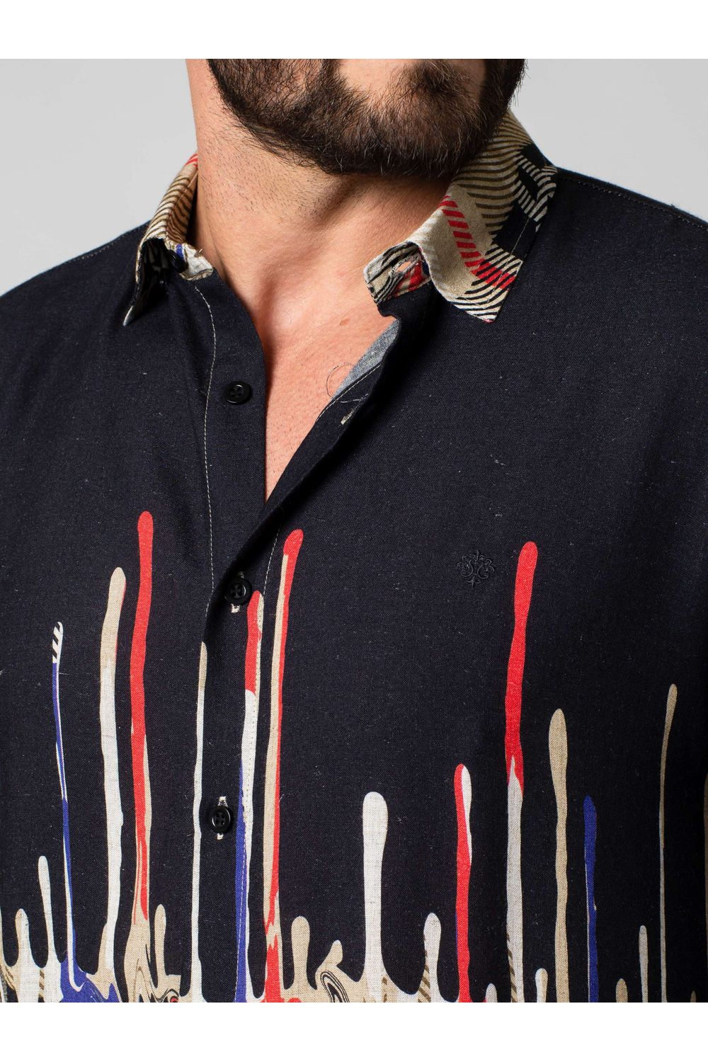 Camisa Estampada Linho c/ Modal ML Bege