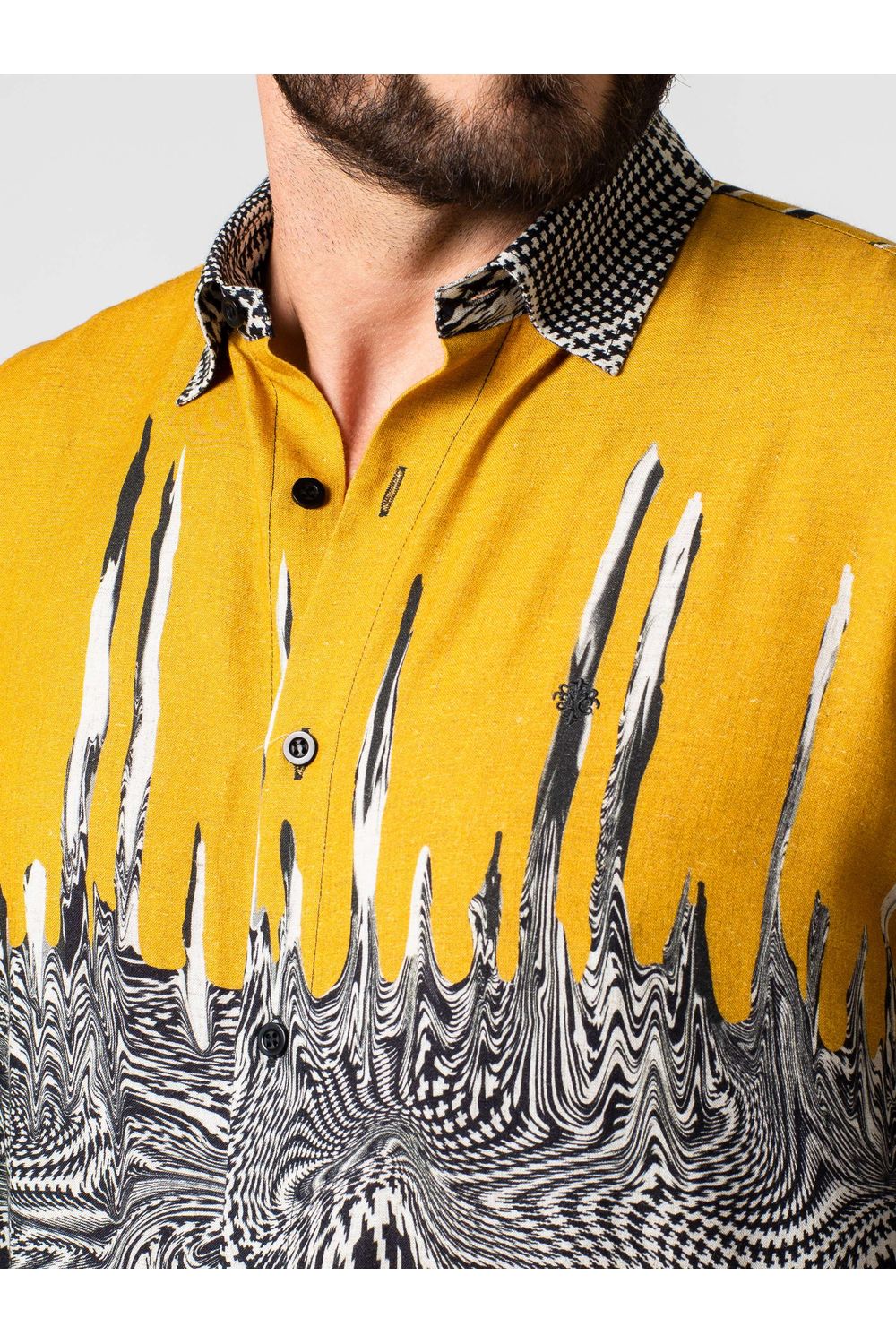 Camisa Estampada Linho c/ Modal ML Preto