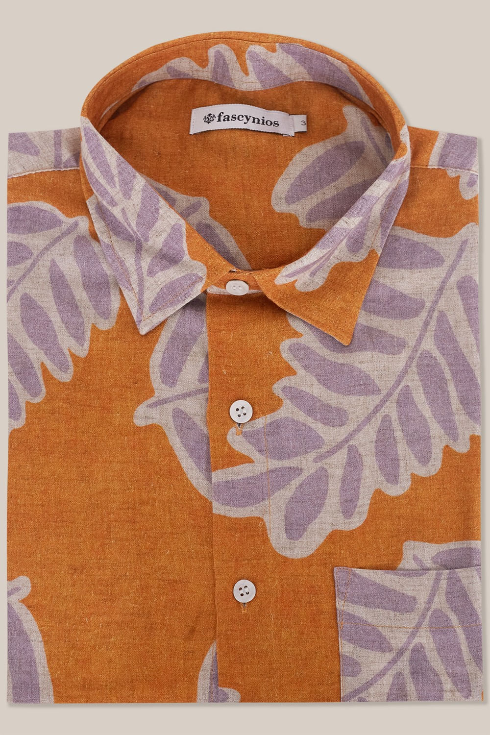 Camisa Estampada Linho c/ Modal MC Mostarda