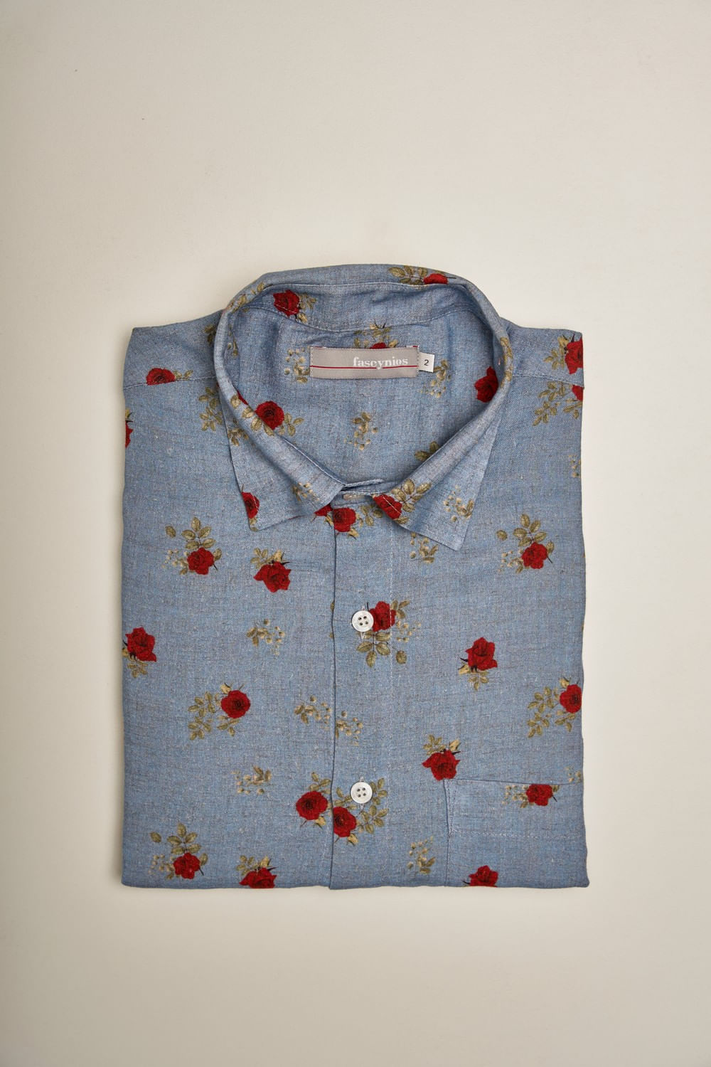 Camisa Estampada Linho c/ Modal MC Azul Escuro