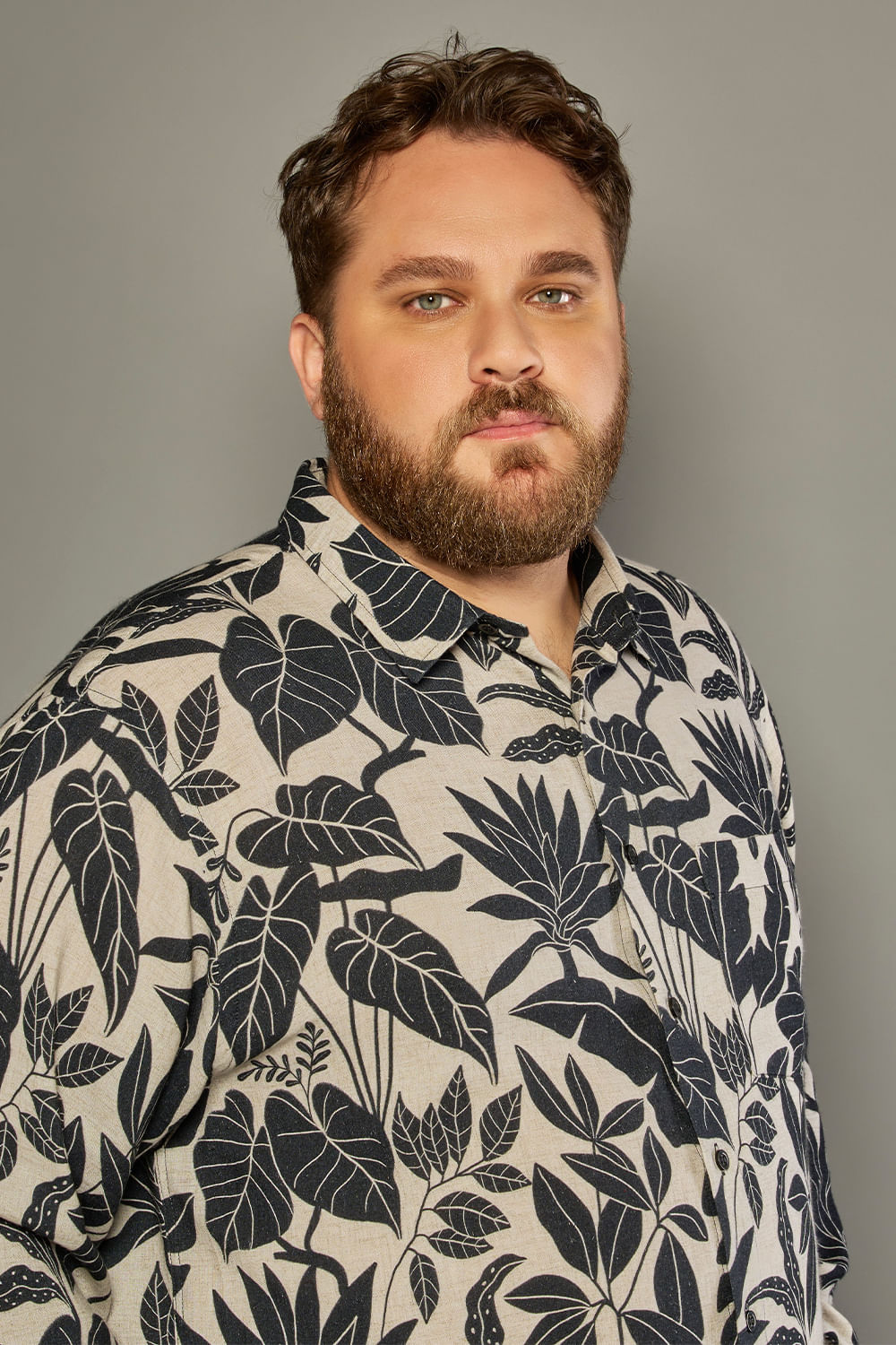 Camisa Estampada Linho C/ Modal ML Preto