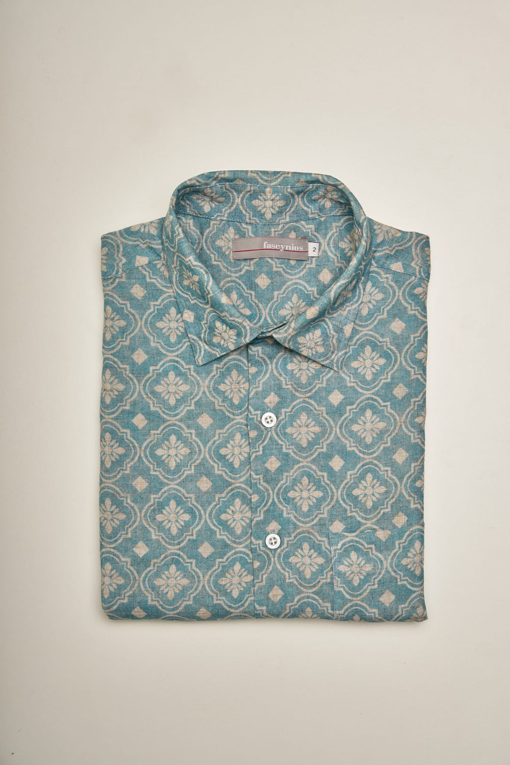 Camisa Estampada Linho c/ Modal MC Verde