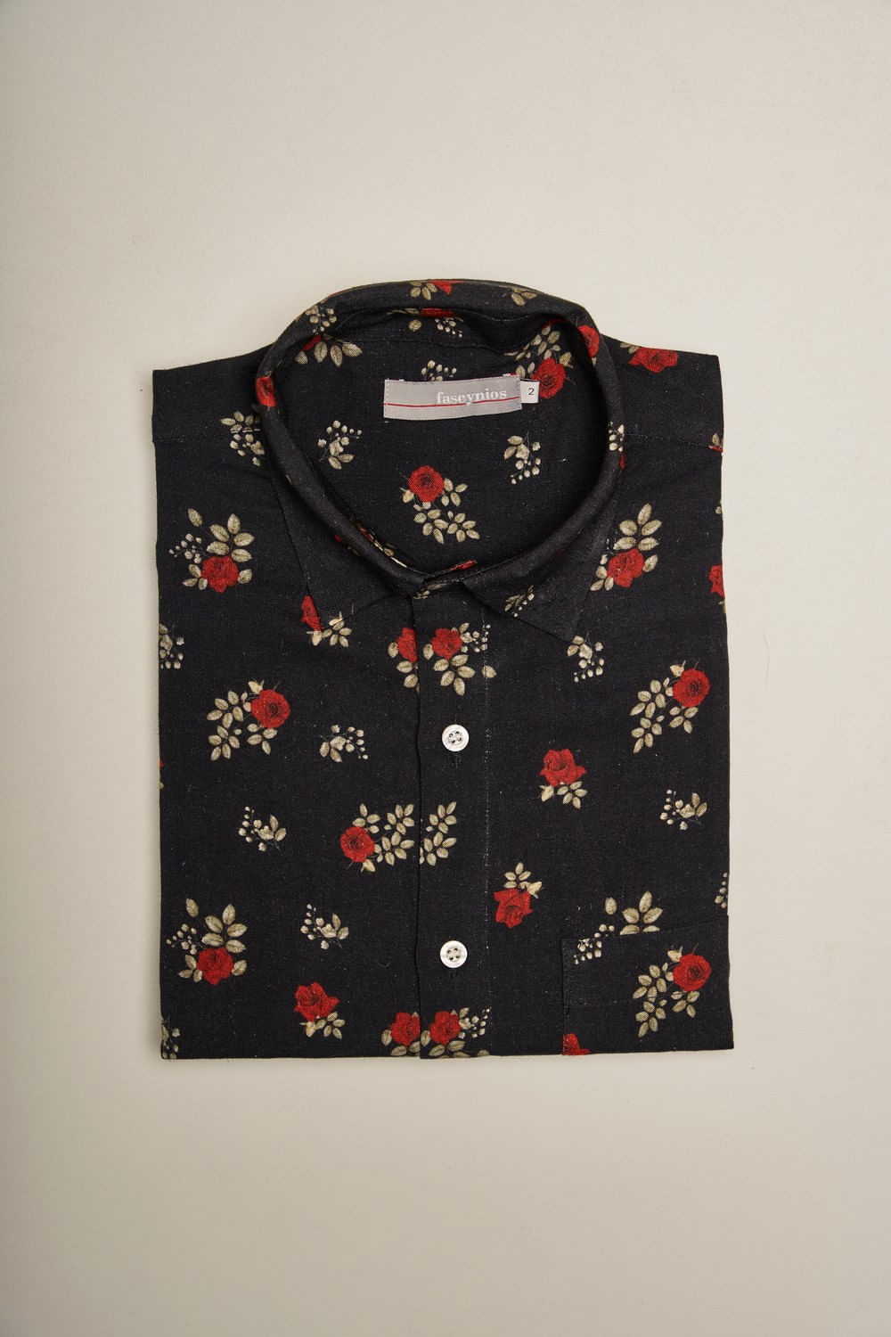 Camisa Estampada Linho c/ Modal MC Preto