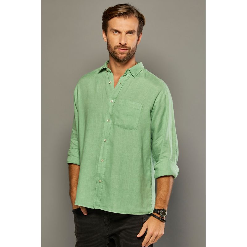 Camisa em Puro Linho Tinturado ML Verde