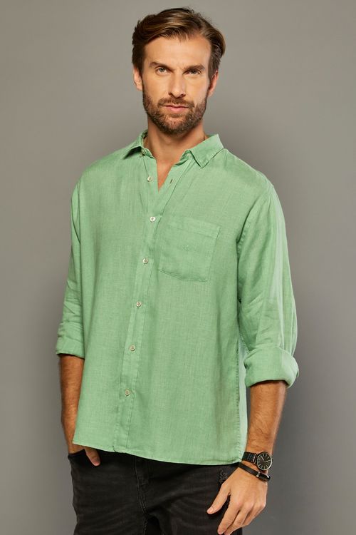 Camisa em Puro Linho Tinturado ML Verde