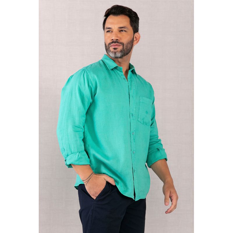 Camisa em Puro Linho Tinturado ML Verde