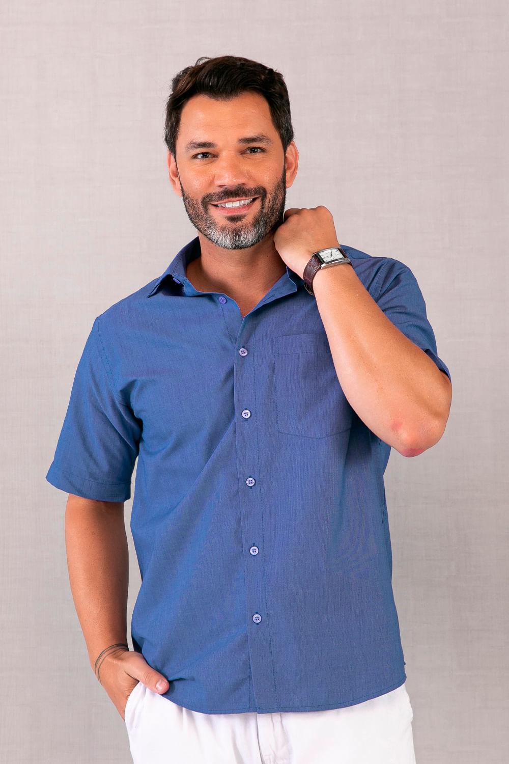 Camisa Passa Fácil MC Azul Claro