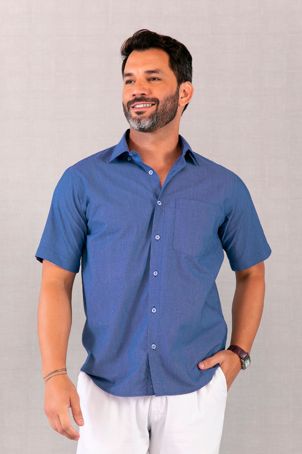 Camisa Passa Fácil MC Azul Claro