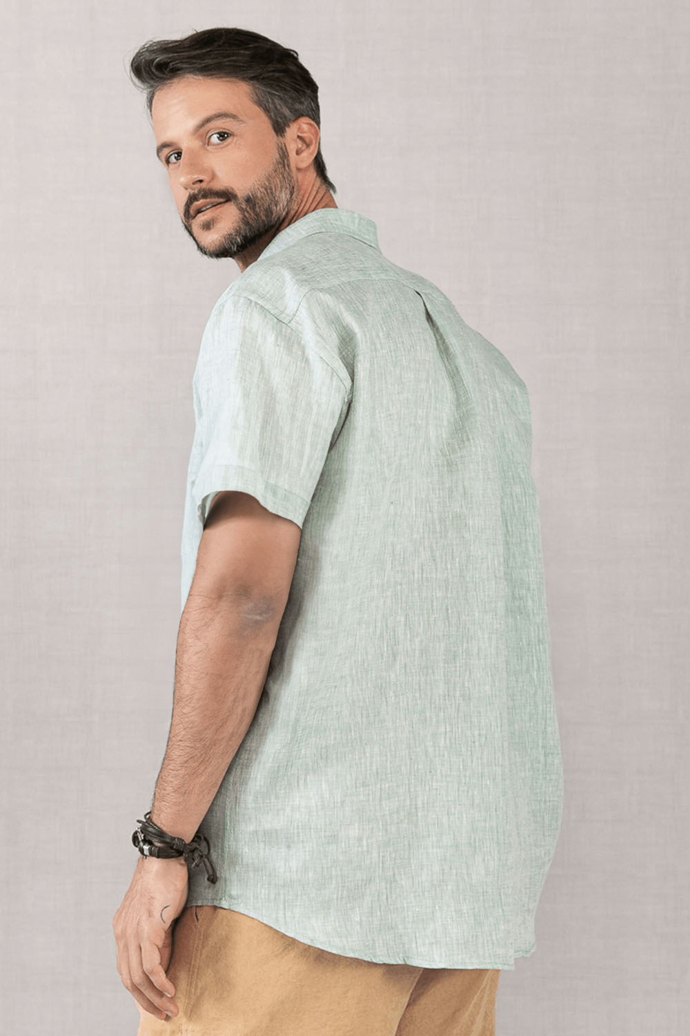 Camisa Puro Linho Mescla MC Verde