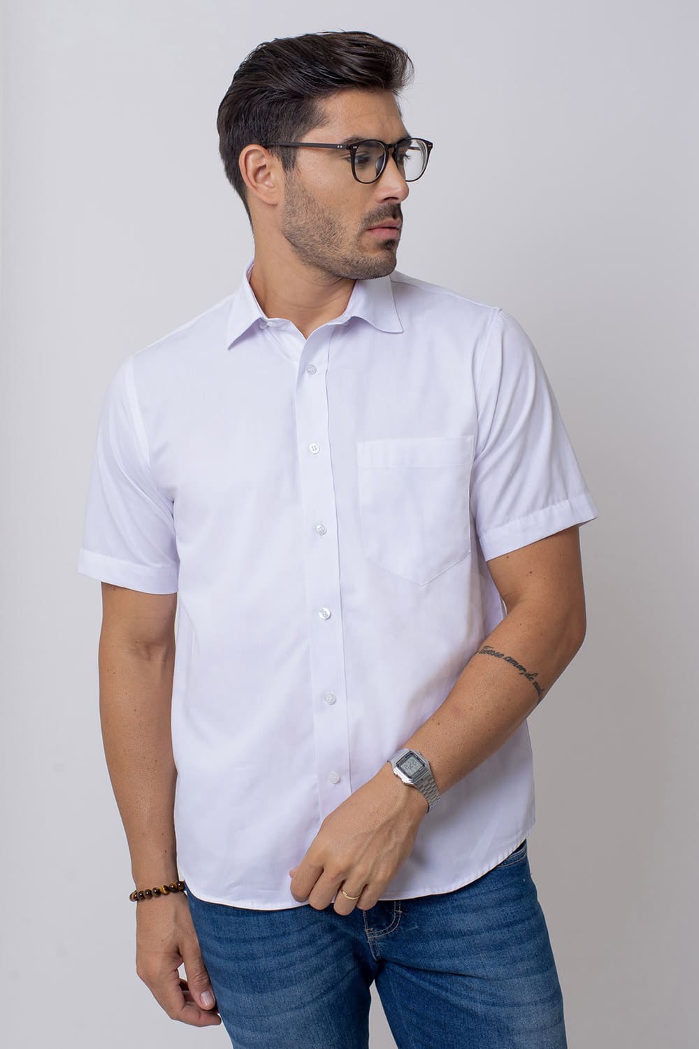 Camisa Algodão Fio 80 MC Branco