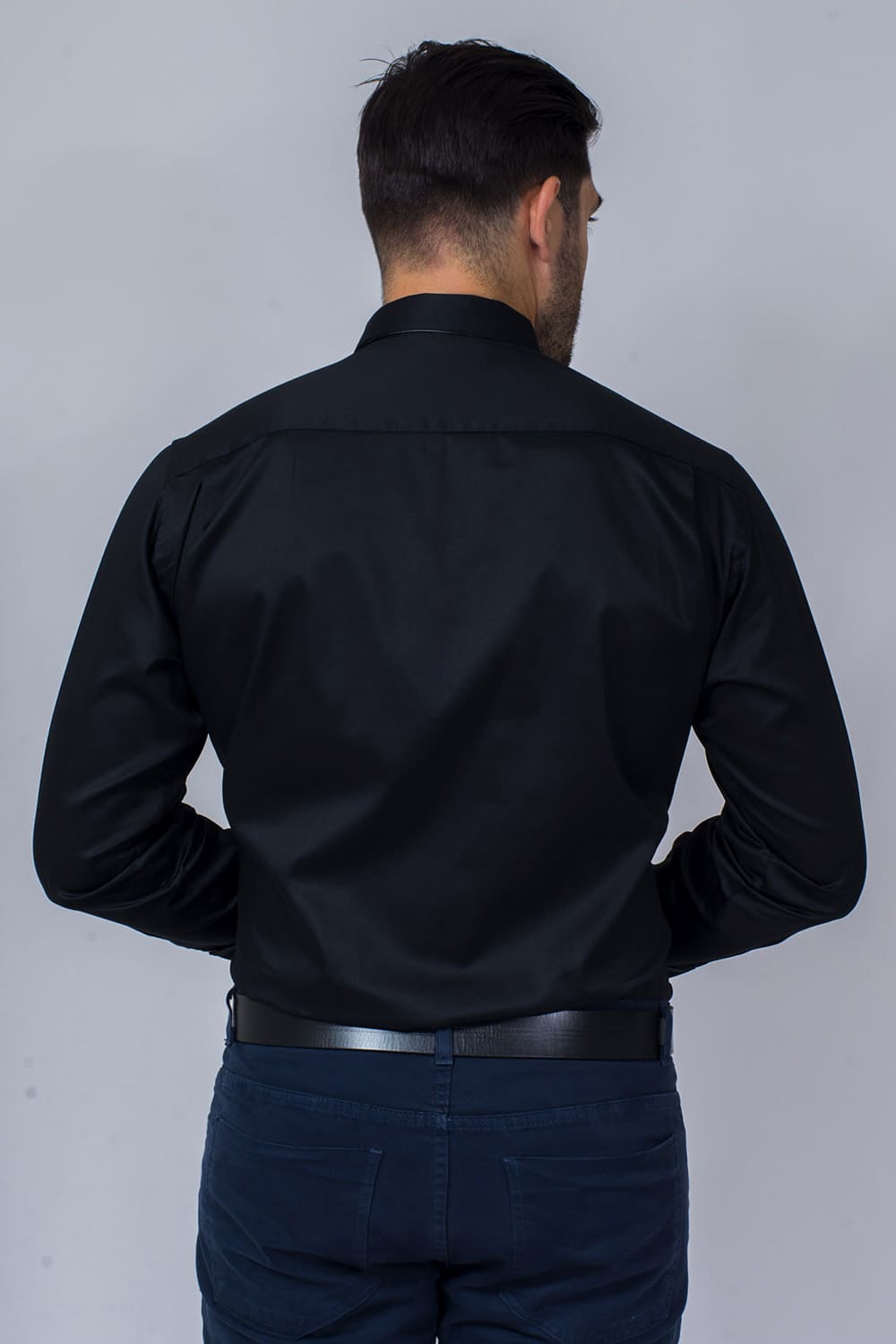 Camisa Social para Abotoadura Algodão Fio 50 Preto
