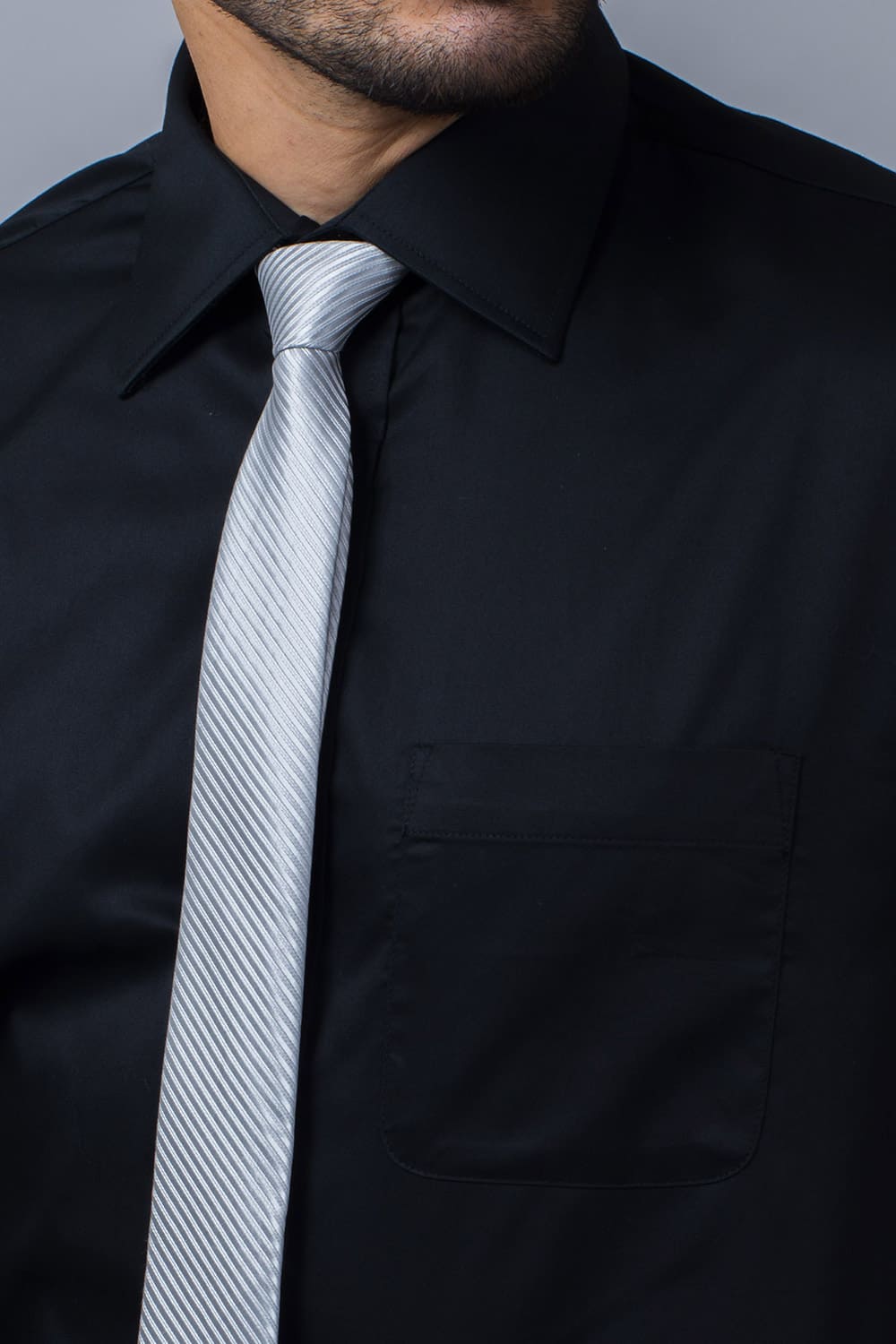 Camisa Social para Abotoadura Algodão Fio 50 Preto