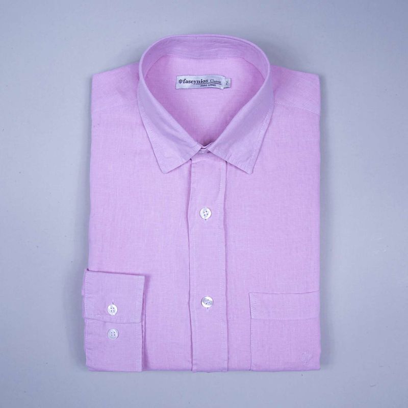 Camisa Puro Linho Tinturado ML Rosa