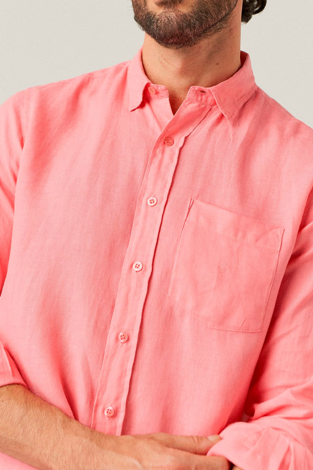 Camisa Puro Linho Tinturado ML Rosa