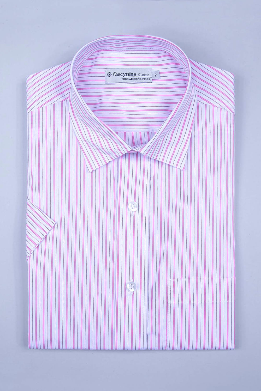 Camisa Listrada Algodão MC Rosa