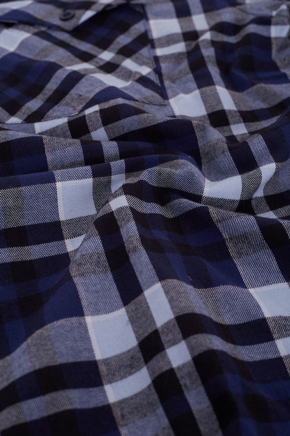 Camisa Xadrez em Flanela ML Azul Claro