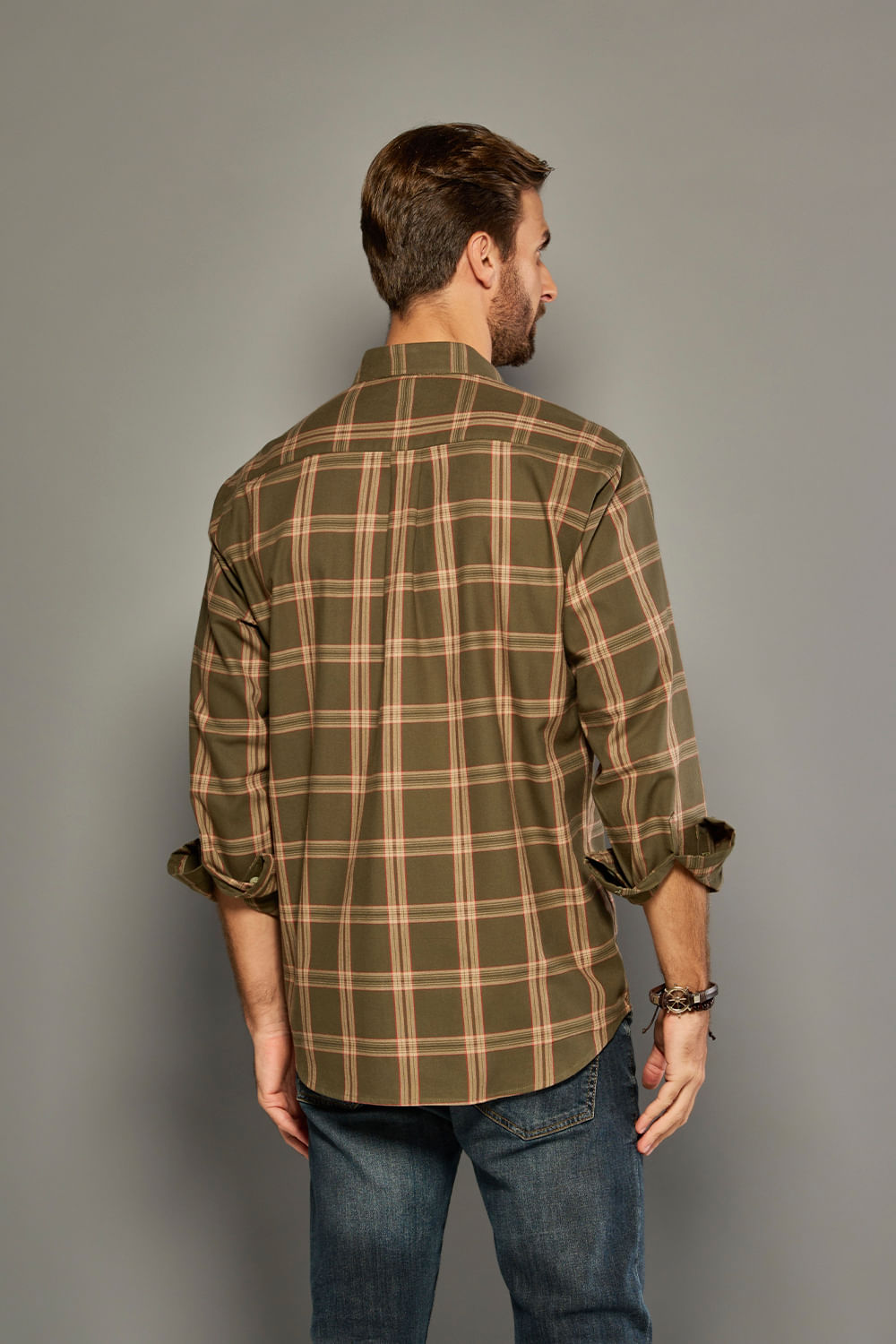 Camisa Xadrez em Flanela ML Verde Escuro
