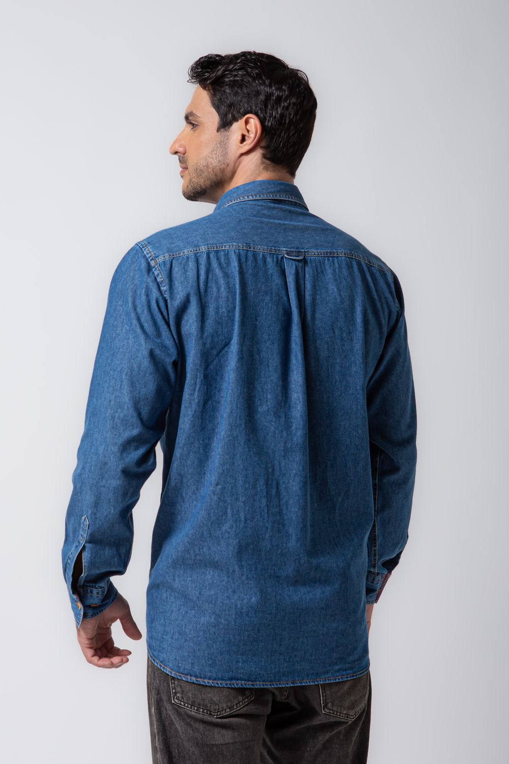 Camisa Jeans ML Azul Escuro