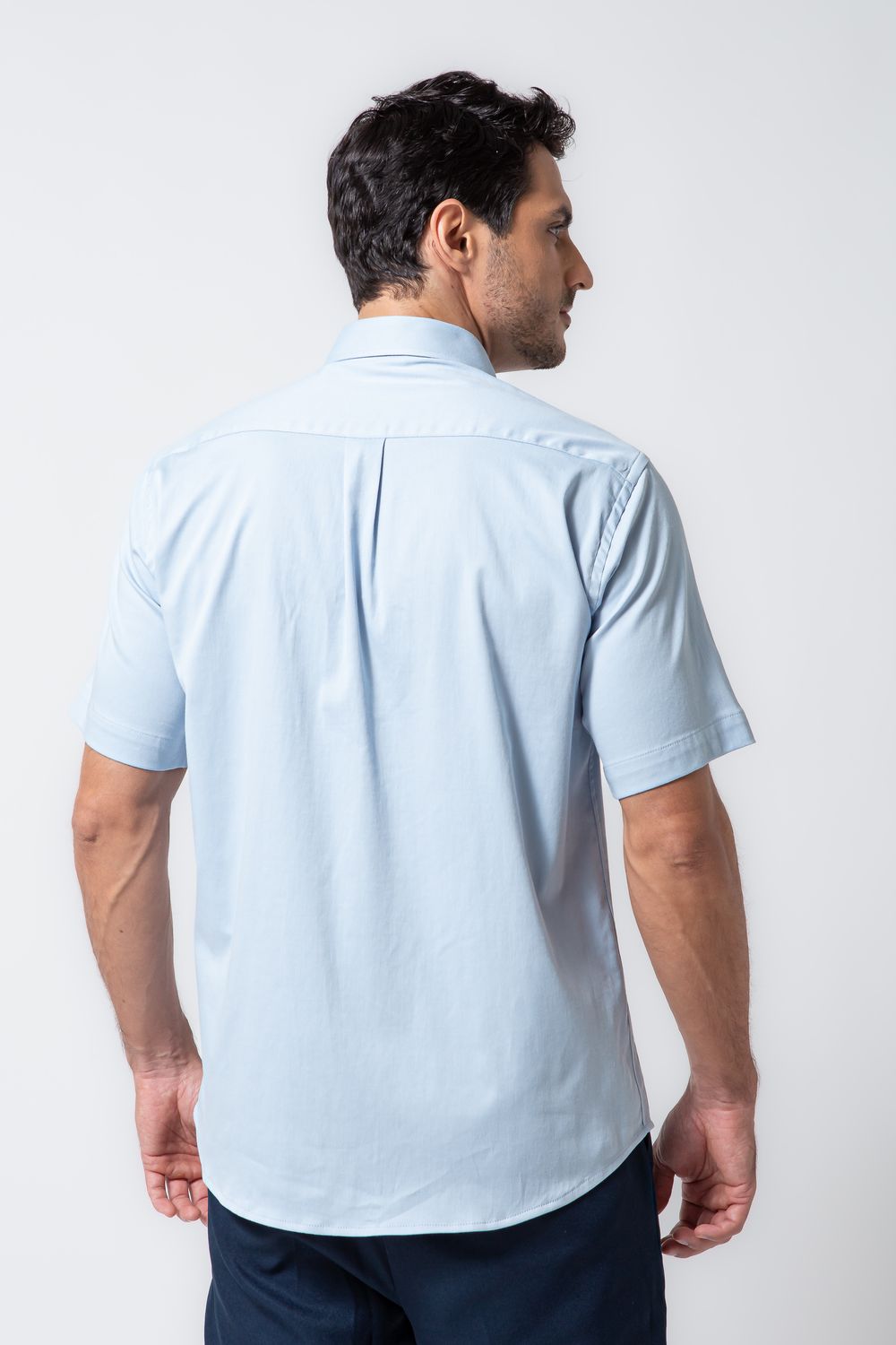 Camisa Algodão com Elastano MC Azul Claro