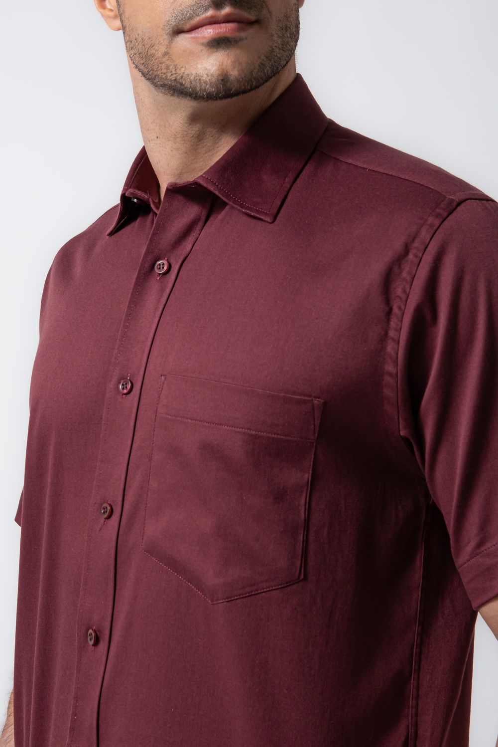 Camisa Algodão com Elastano MC Bordo