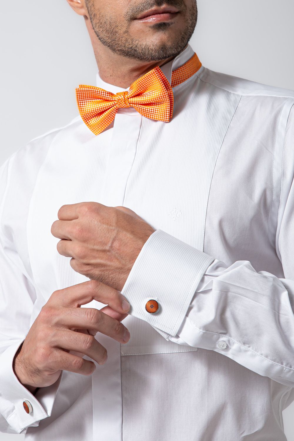 Camisa Slim para Traje a Rigor Maquinetada Algodão Branco
