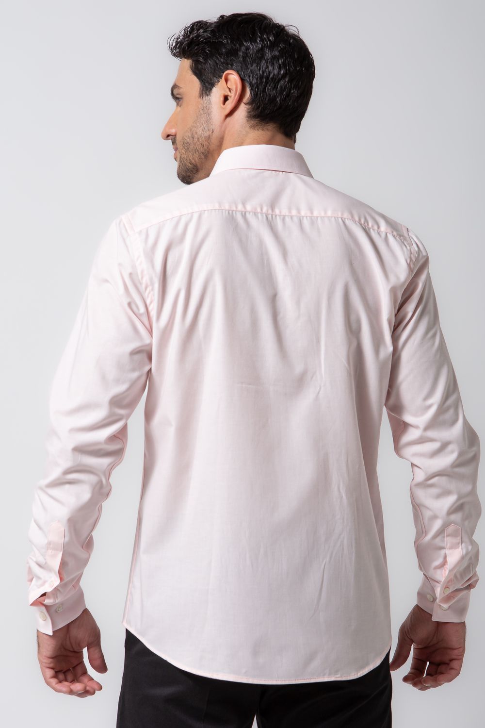 Camisa Social Slim Algodão Misto Rosa