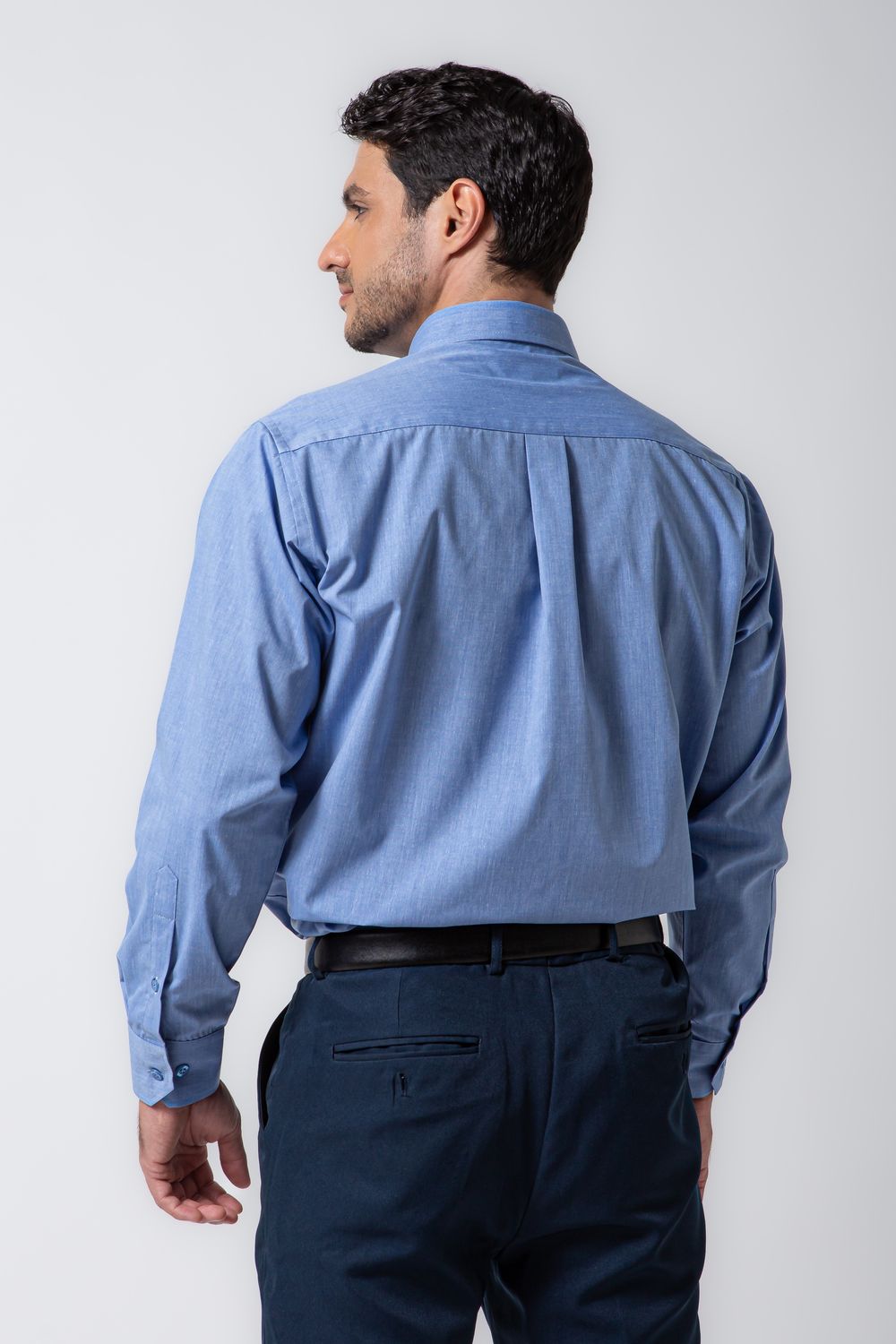 Camisa Social Algodão Misto Azul