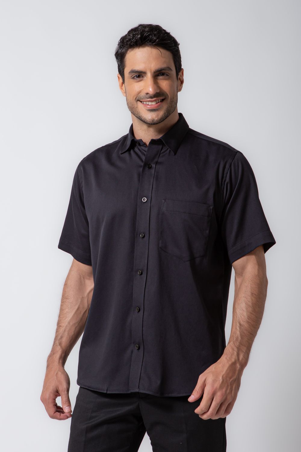 Camisa Algodão com Elastano MC Preto