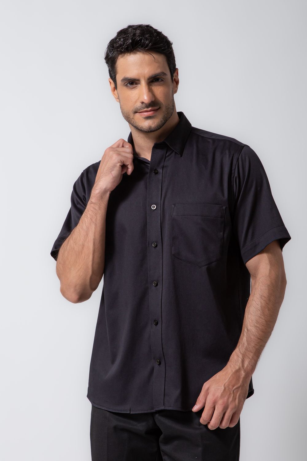 Camisa Algodão com Elastano MC Preto