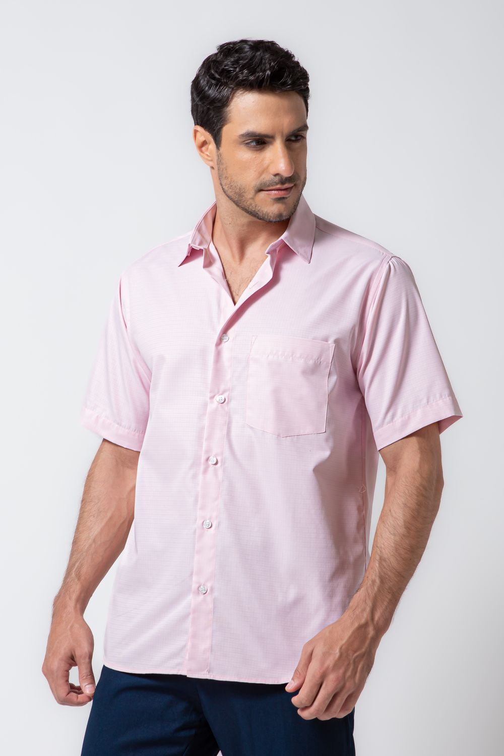 Camisa Algodão com Elastano MC Rosa